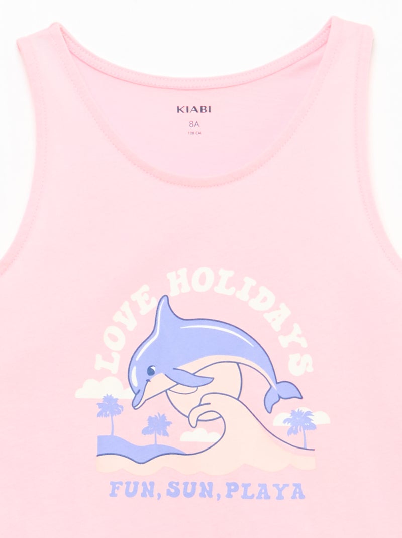 Canotta stampata con collo rotondo Rosa - Kiabi