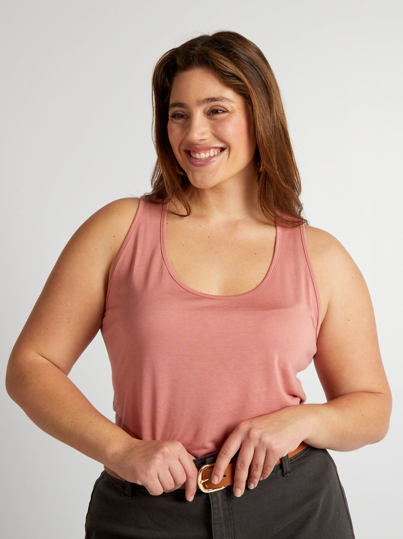 Canotta stretch con scollo profondo ROSA - Kiabi