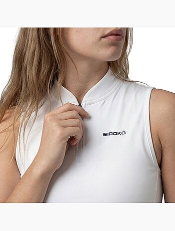 Canotta tennis mezza zip donna tennis donna rally-w