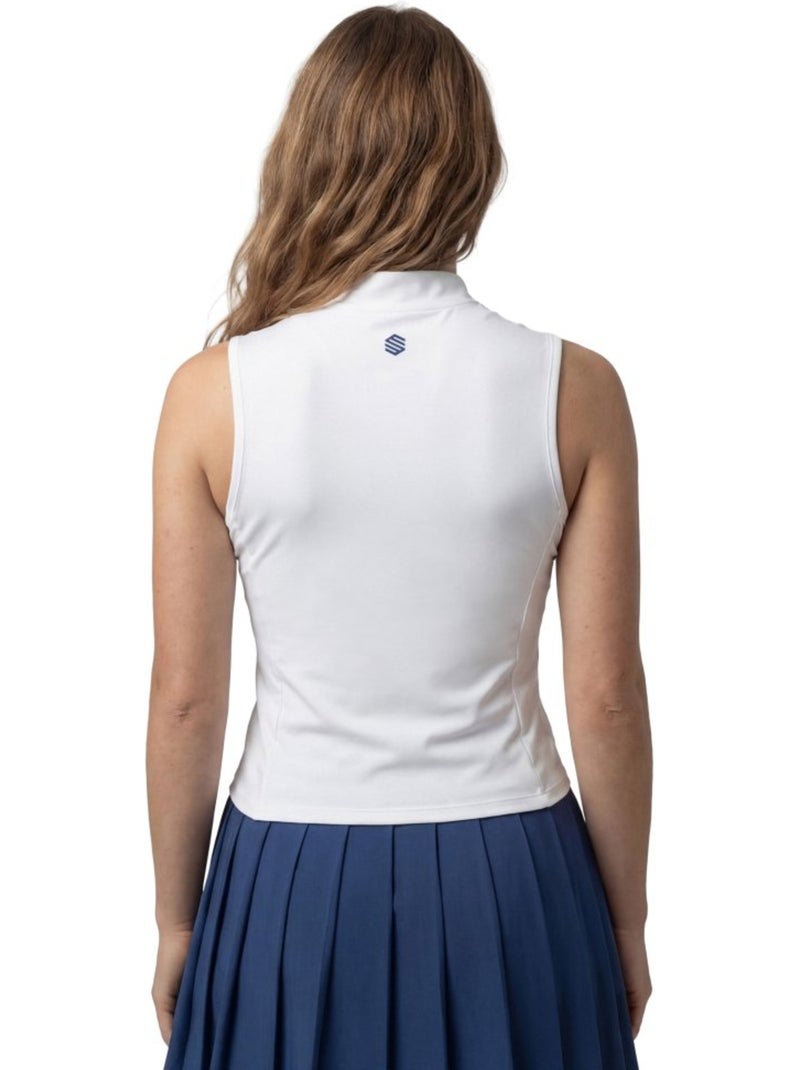 Canotta tennis mezza zip donna tennis donna rally-w Bianco - Kiabi