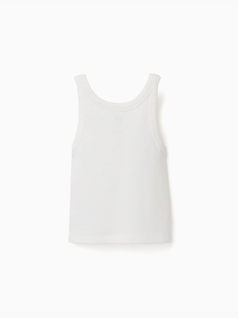 Canottiera a costine in cotone Bianco - Kiabi