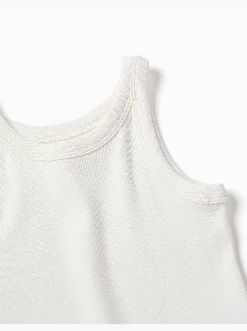 Canottiera a costine in cotone Bianco - Kiabi