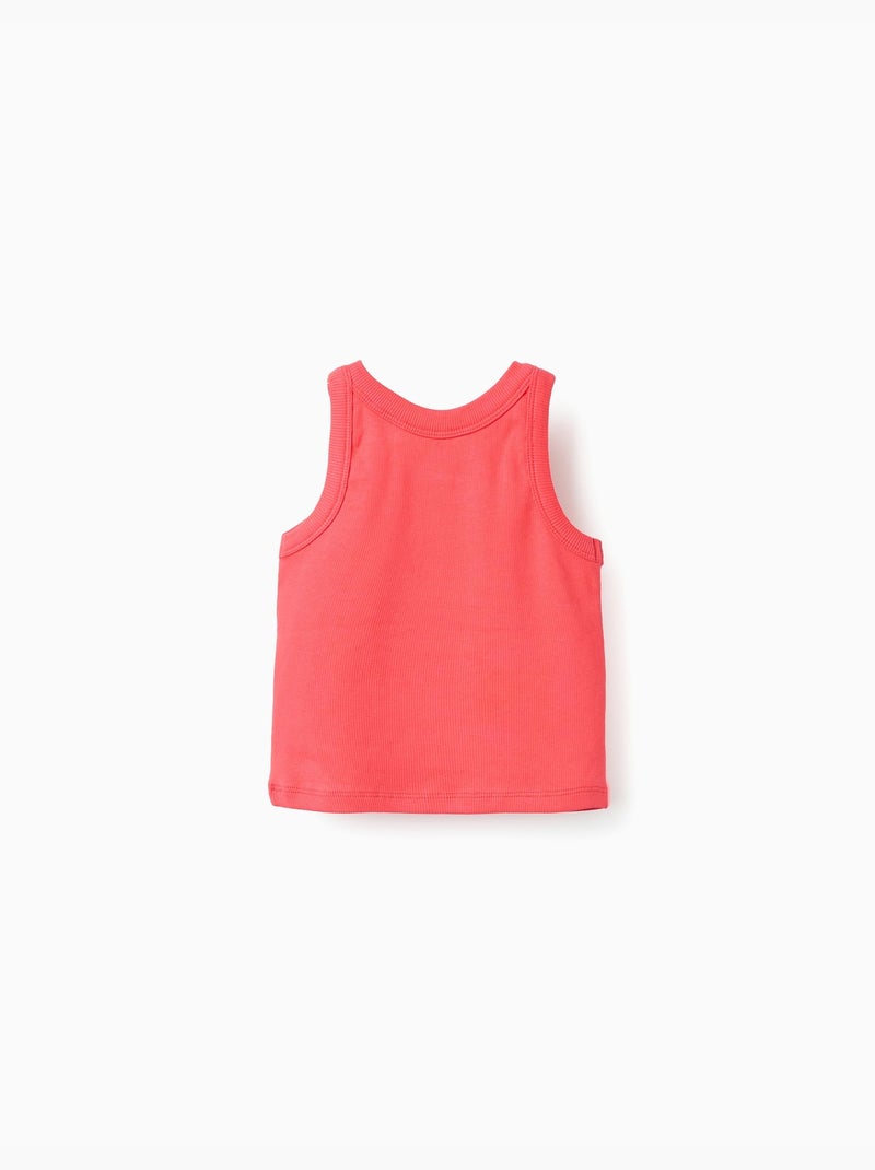 Canottiera a costine in cotone Rosa - Kiabi