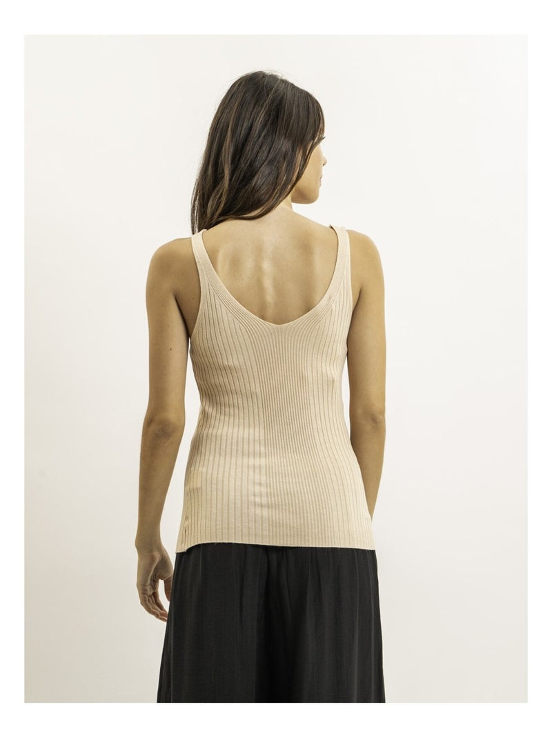 Canottiera a costine lurex FUJIA Beige - Kiabi