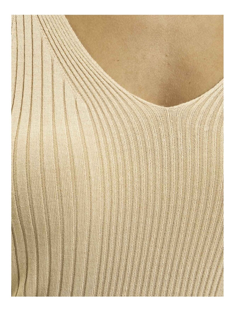 Canottiera a costine lurex FUJIA Beige - Kiabi