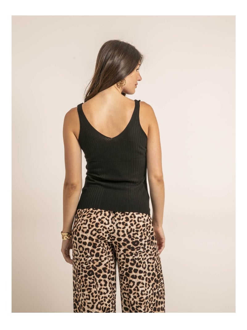 Canottiera a costine lurex FUJIA Nero - Kiabi