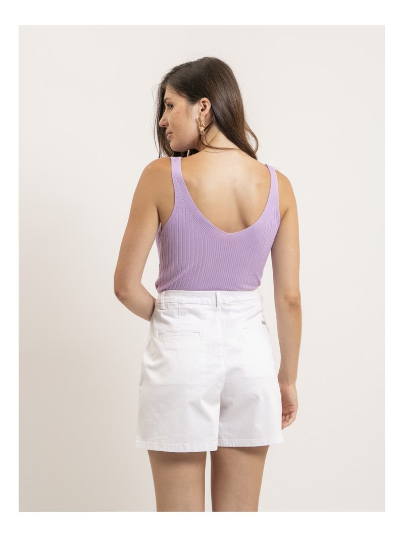 Canottiera a costine lurex FUJIA Viola - Kiabi