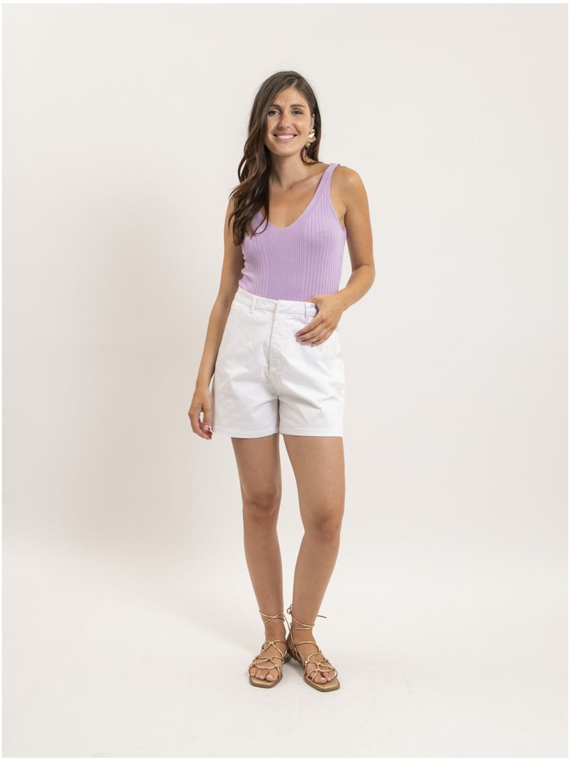 Canottiera a costine lurex FUJIA Viola - Kiabi