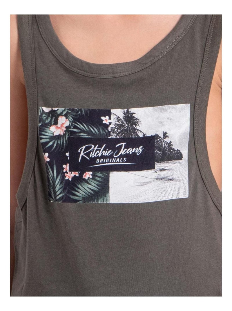 Canottiera girocollo puro cotone NABODY-J Cachi - Kiabi