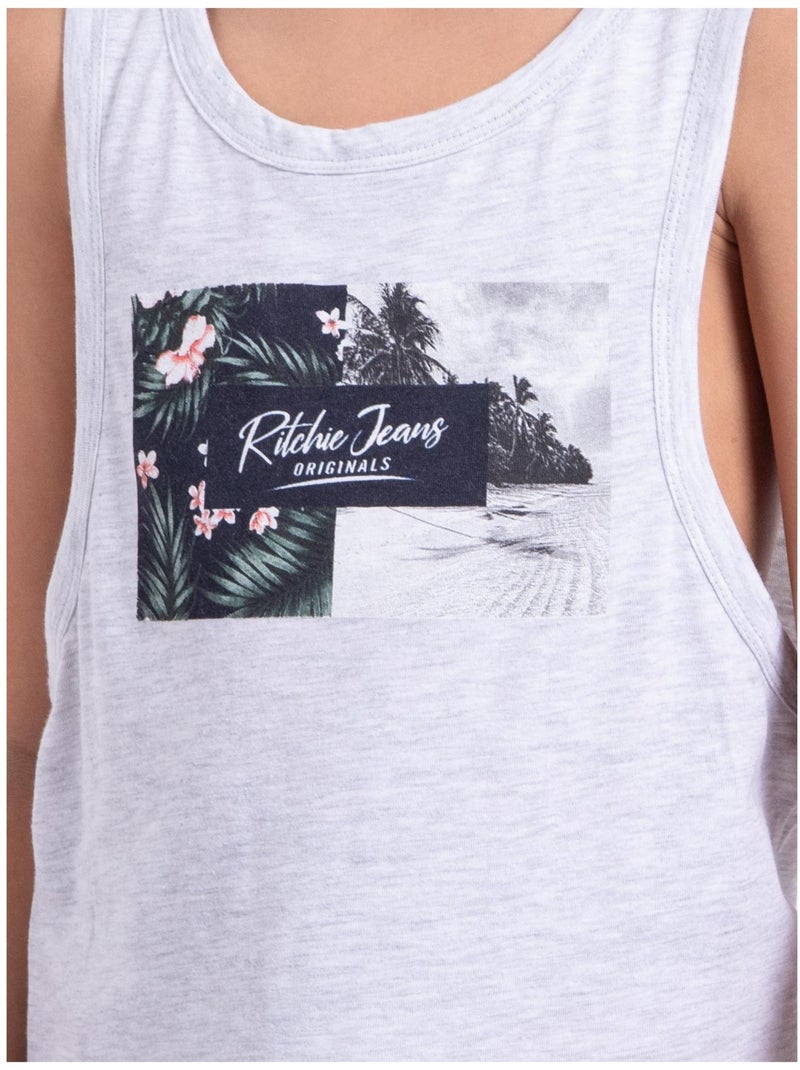 Canottiera girocollo puro cotone NABODY-J Grigio chiaro - Kiabi