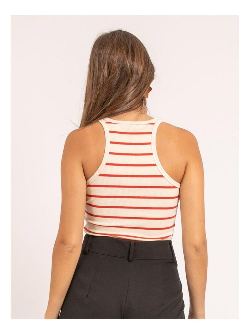 Canottiera in maglia a costine a righe FELIXA Rosso - Kiabi