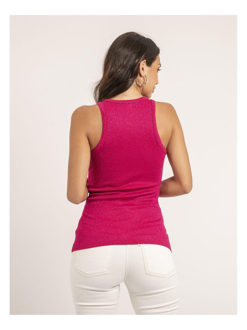 Canottiera in maglia a costine iridescente FIANA Rosa - Kiabi