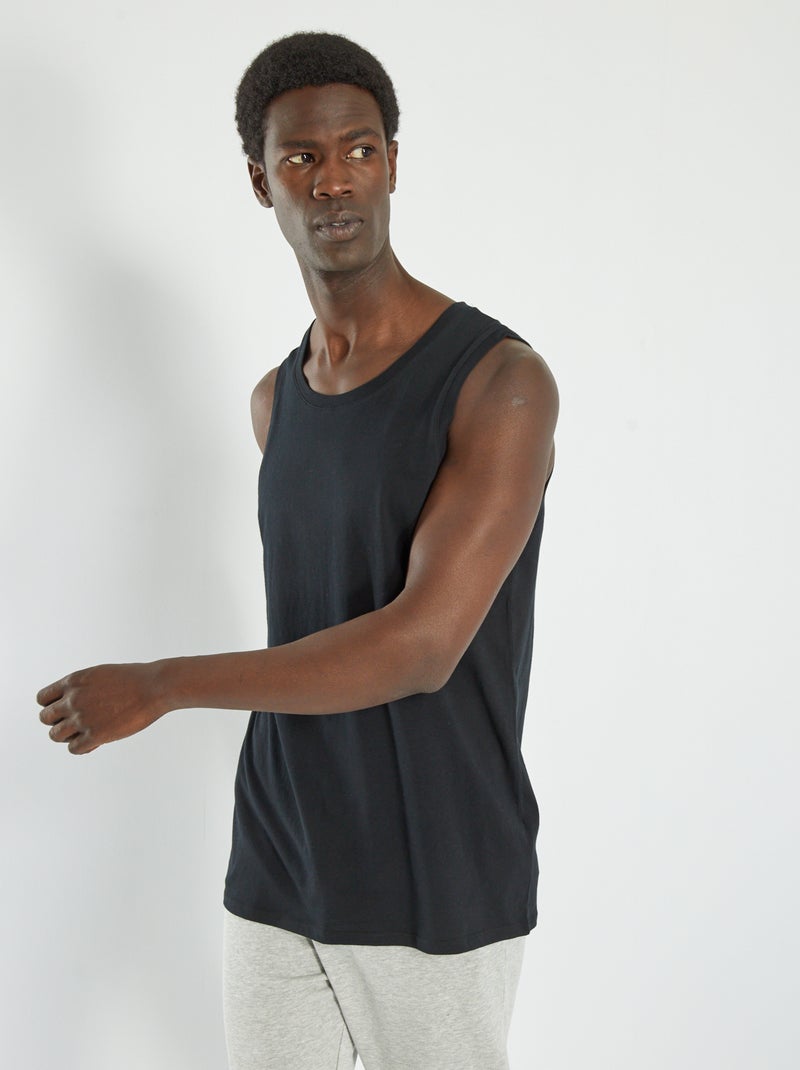 Canottiera notte tinta unita Nero - Kiabi