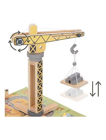 Cantiere edile in legno grande gru e veicoli Mamabrum