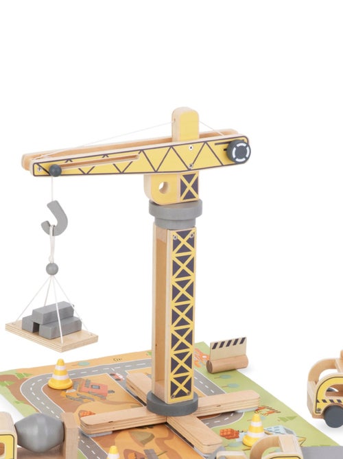 Cantiere edile in legno grande gru e veicoli Mamabrum - Kiabi