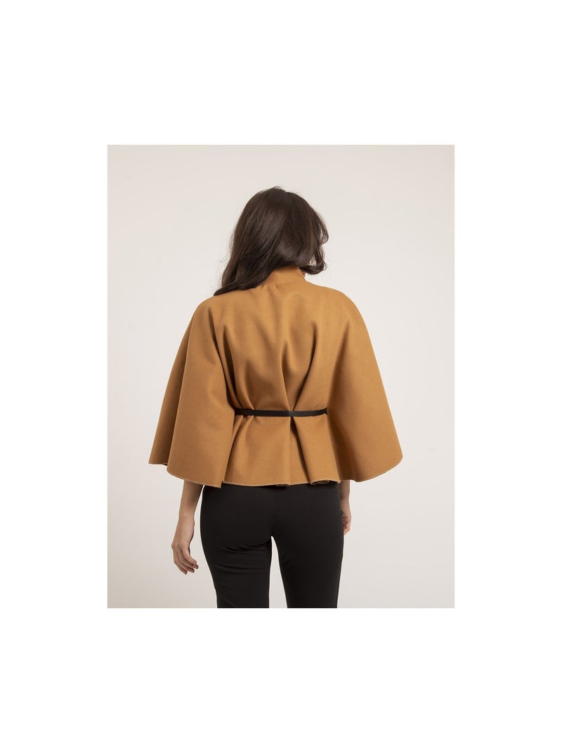 Cape courte et ceinture UMILIA Marrone caramello - Kiabi