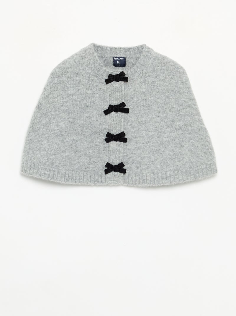 Cappa in maglia con fiocchi in velluto Grigio - Kiabi