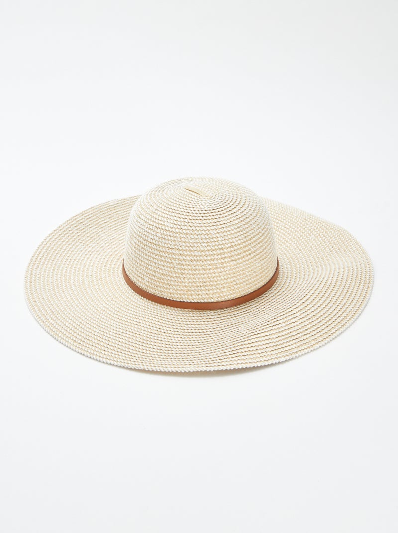 Cappellina effetto rafia intrecciata e filo bianco beige - Kiabi