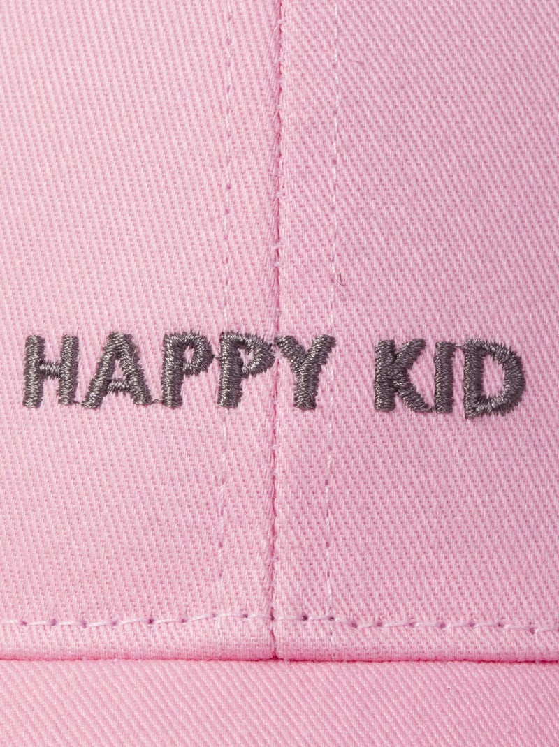 Cappellino 100% cotone, regolabile, messaggio Happy Kid ricamato unisex bambino Isotoner Rosa pallido - Kiabi
