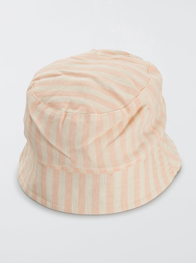 Cappellino bob a righe in lino a righe rosa - Kiabi