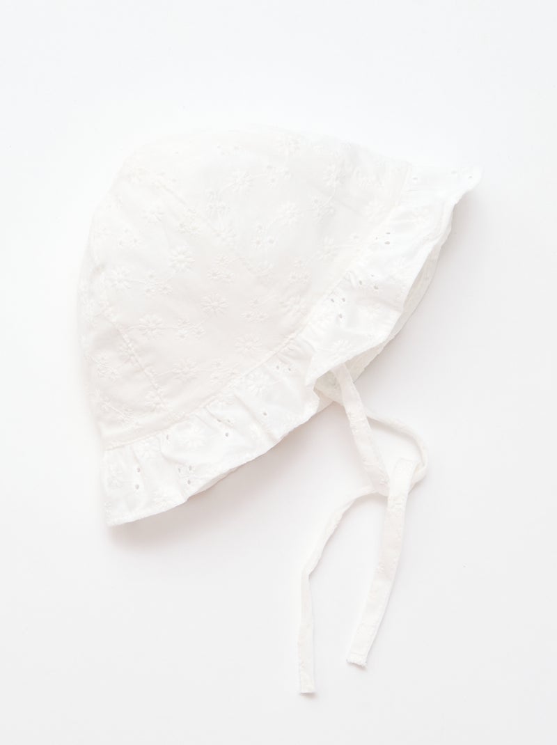 Cappellino bob con ricamo sangallo da annodare Bianco - Kiabi