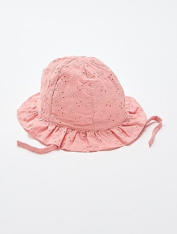 Cappellino bob con ricamo sangallo da annodare