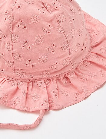 Cappellino bob con ricamo sangallo da annodare