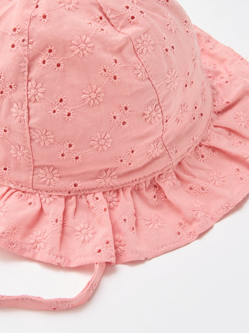 Cappellino bob con ricamo sangallo da annodare Rosa - Kiabi