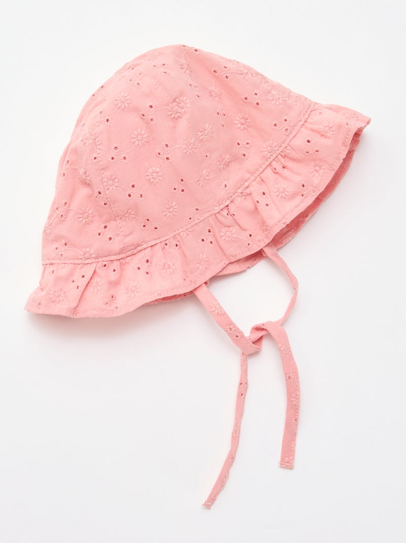 Cappellino bob con ricamo sangallo da annodare Rosa - Kiabi
