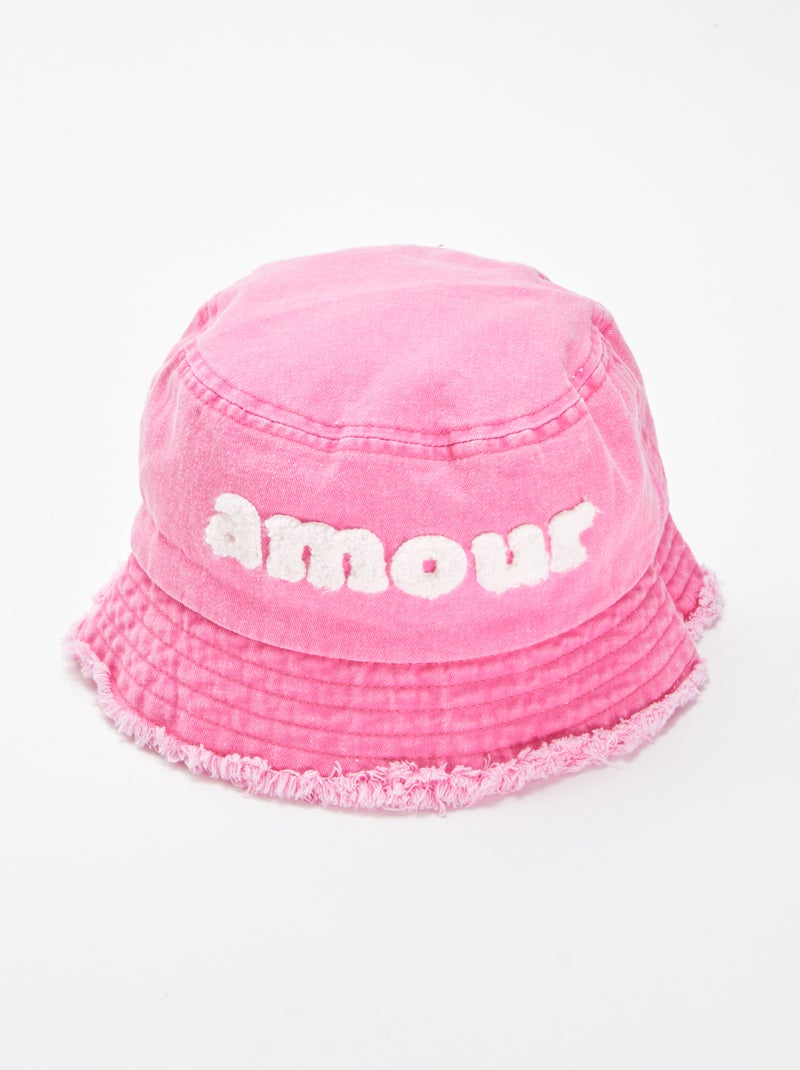 Cappellino bob con scritta e orlo sfilacciato ROSA - Kiabi