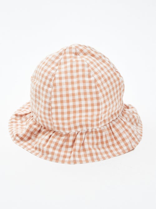Cappellino bob con volant e stampa vichy - Kiabi
