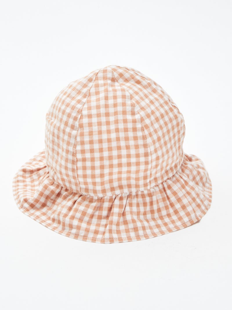 Cappellino bob con volant e stampa vichy BEIGE - Kiabi