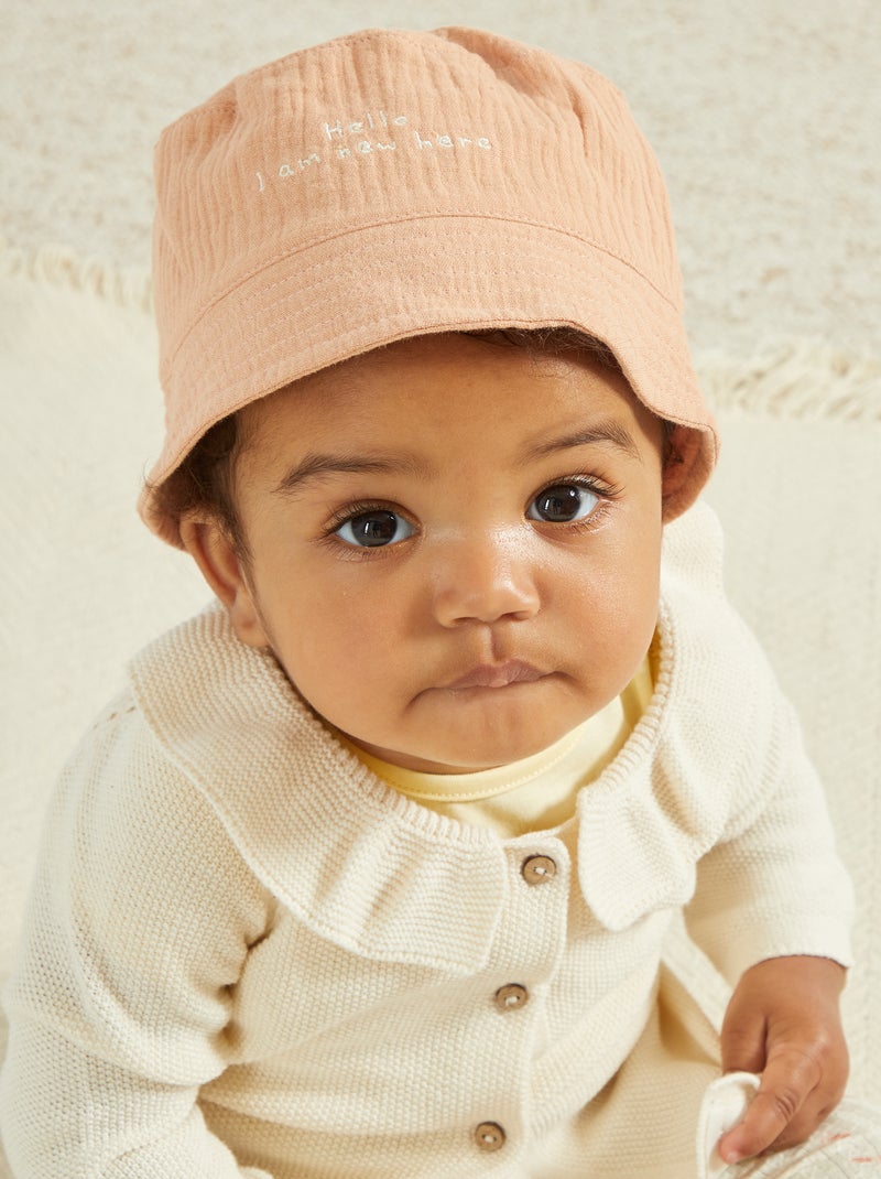 Cappellino bob in ciniglia di cotone ROSA - Kiabi