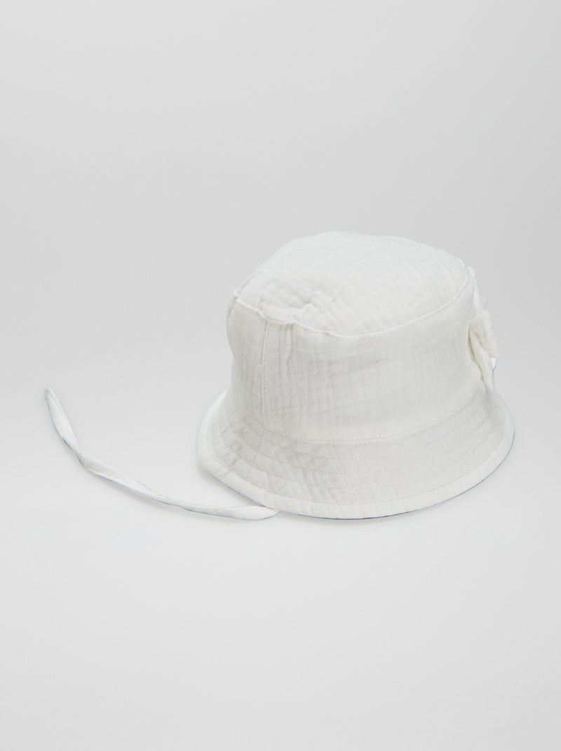Cappellino bob in garza di cotone BIANCO - Kiabi