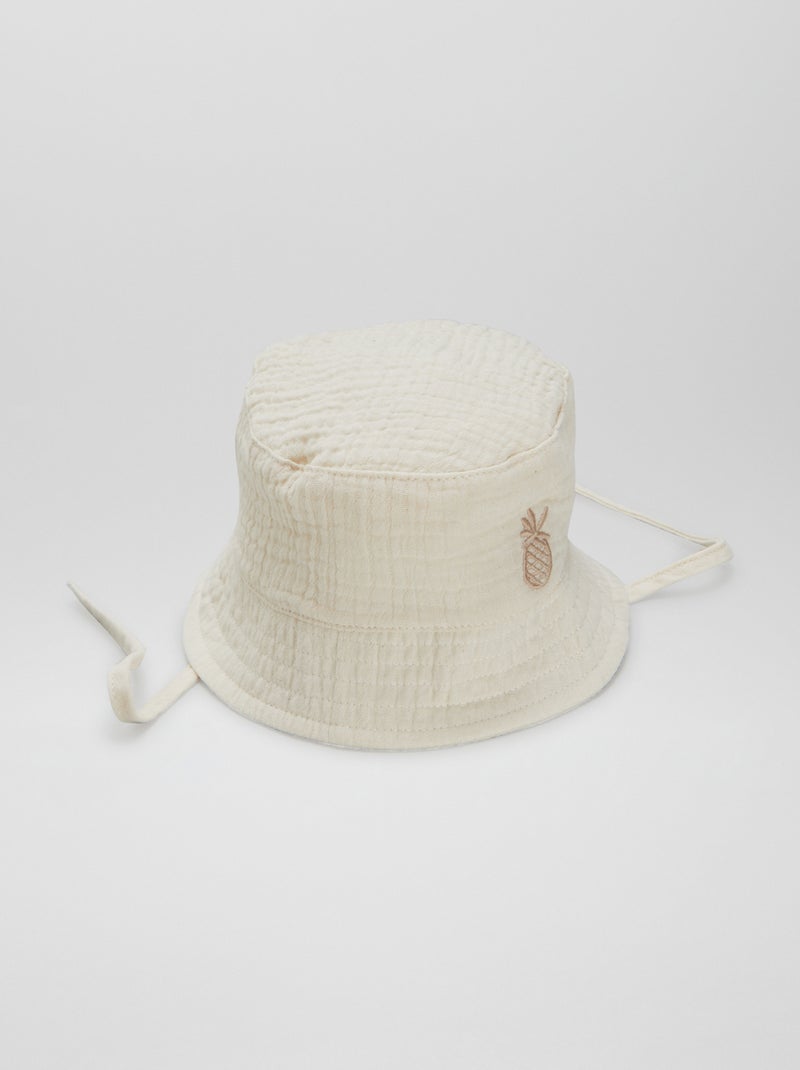 Cappellino bob in garza di cotone BIANCO - Kiabi