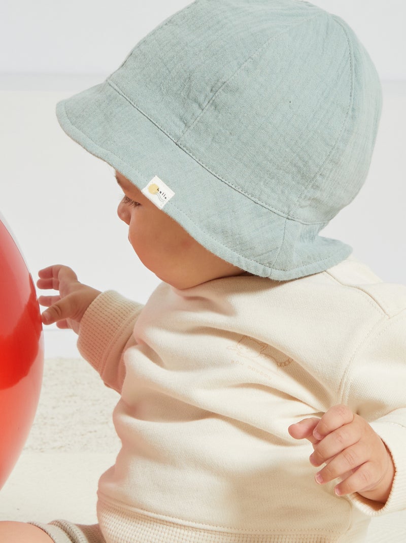 Cappellino bob in garza di cotone BLU - Kiabi