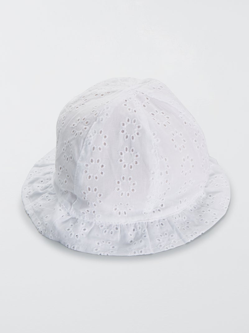 Cappellino bob in ricamo punto inglese Bianco - Kiabi