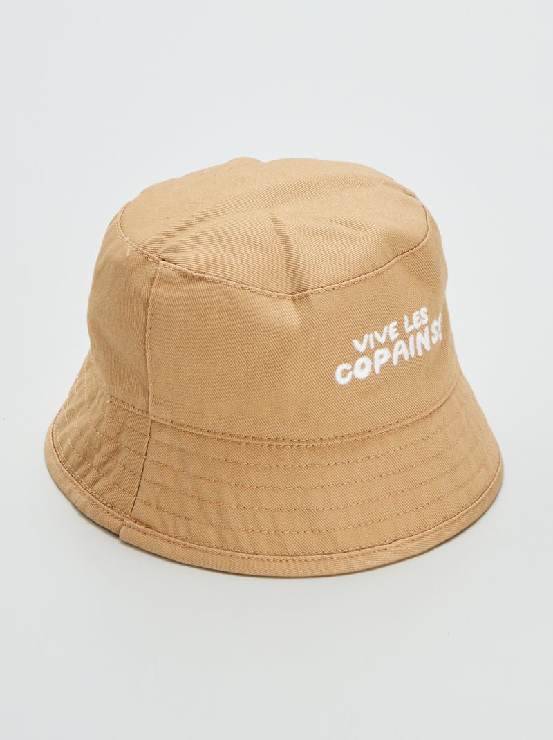 Cappellino bob ricamato 'Vive les copains' BEIGE - Kiabi