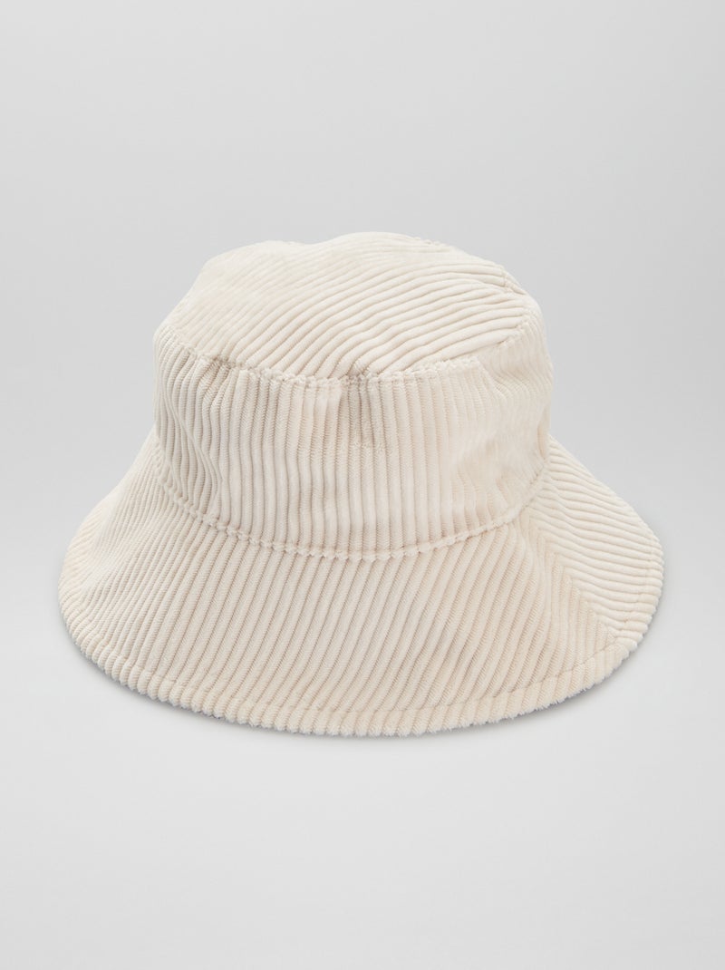 Cappellino bob tinta unita in velluto a coste BEIGE - Kiabi