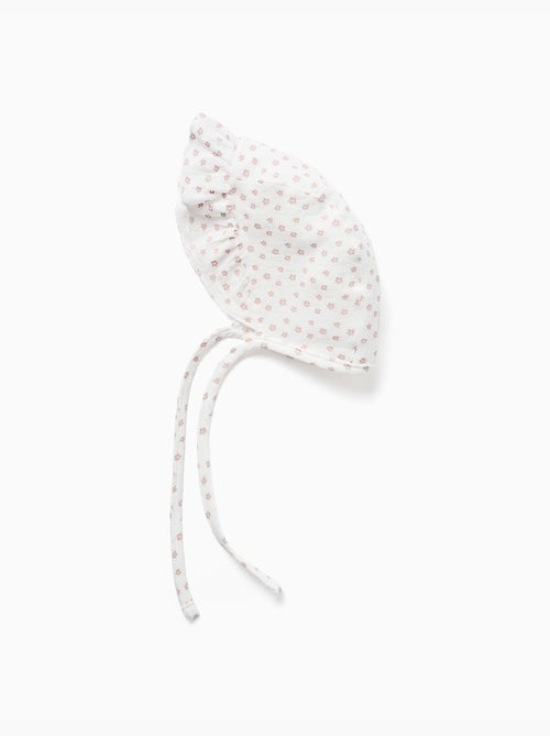 Cappellino in cotone con motivo floreale e laccetti - Kiabi