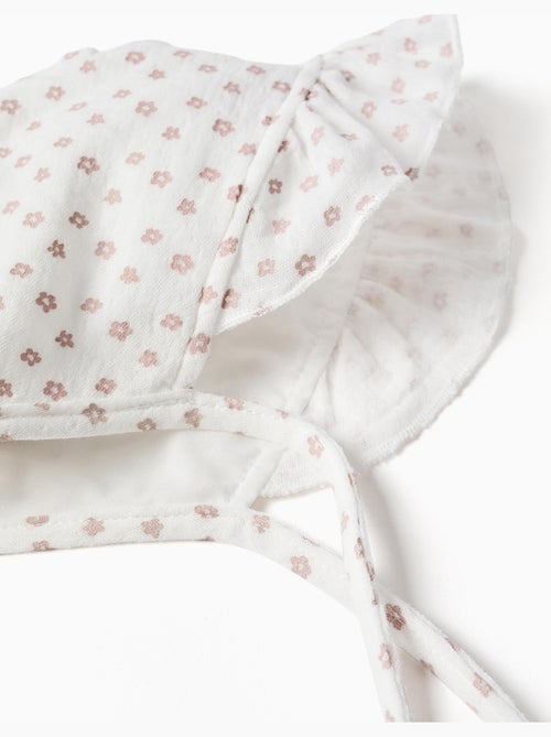 Cappellino in cotone con motivo floreale e laccetti - Kiabi