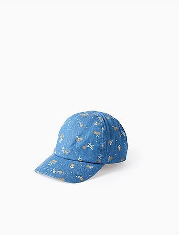 Cappellino in denim con motivo floreale