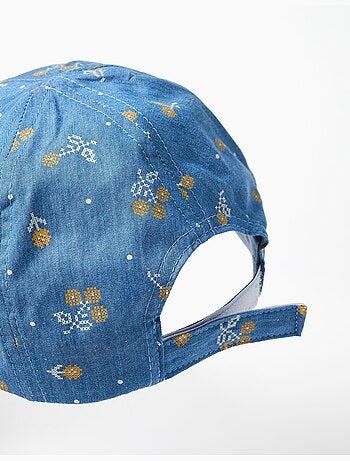 Cappellino in denim con motivo floreale