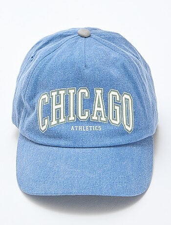 Cappellino in denim con scritta