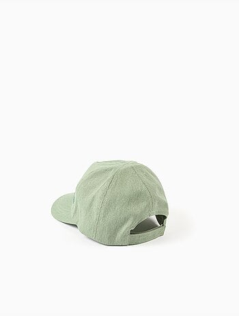 Cappellino in saffiano di cotone con onde ricamate