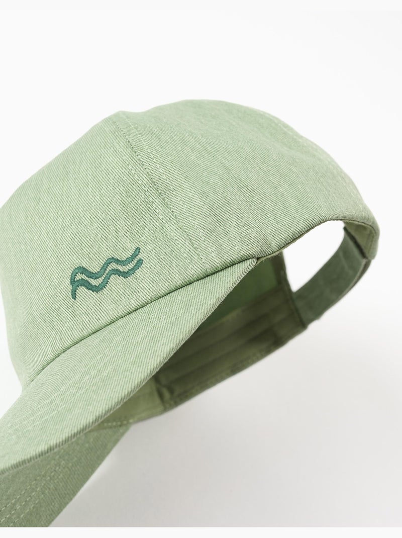 Cappellino in saffiano di cotone con onde ricamate Verde chiaro - Kiabi