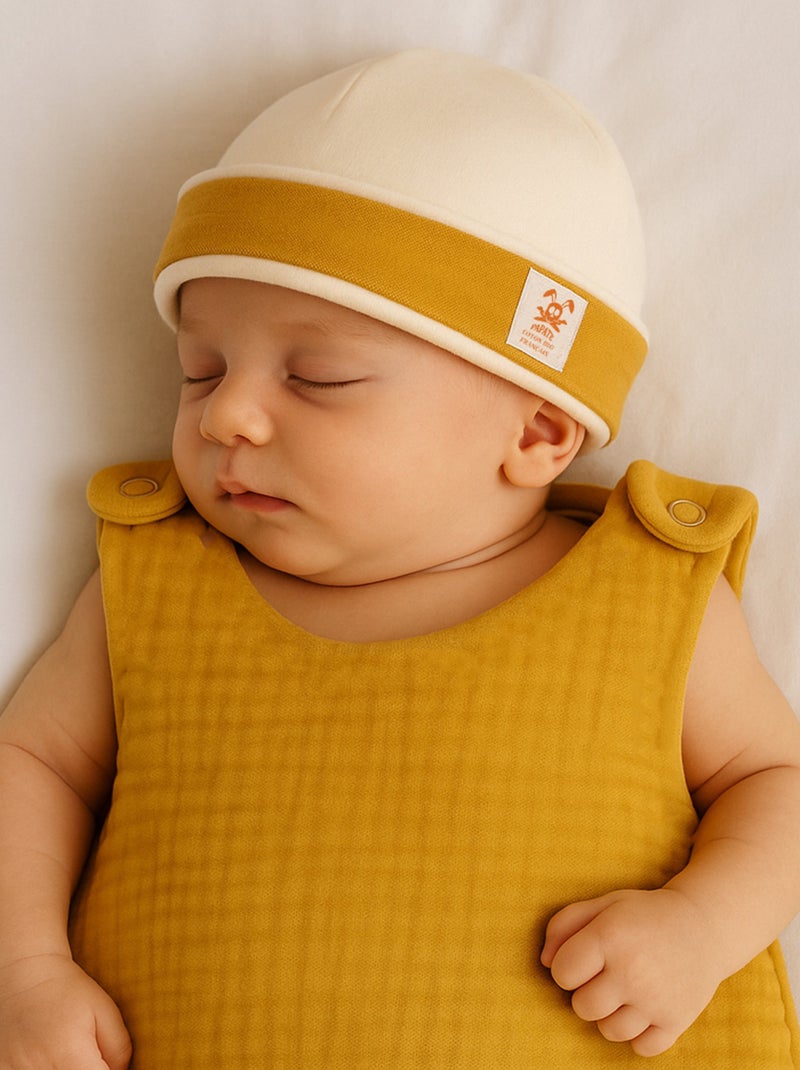 Cappellino nascita in cotone biologico Beige - Kiabi