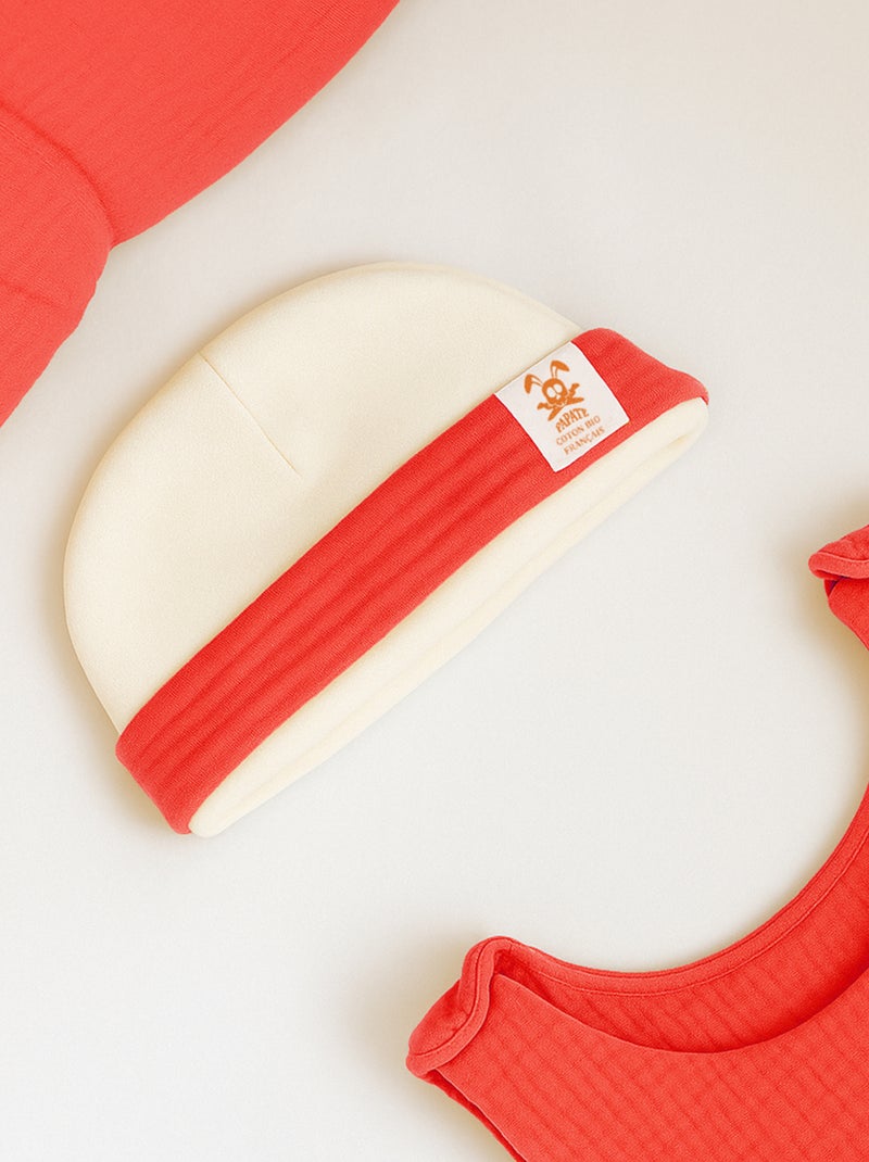 Cappellino nascita in cotone biologico Rosso - Kiabi