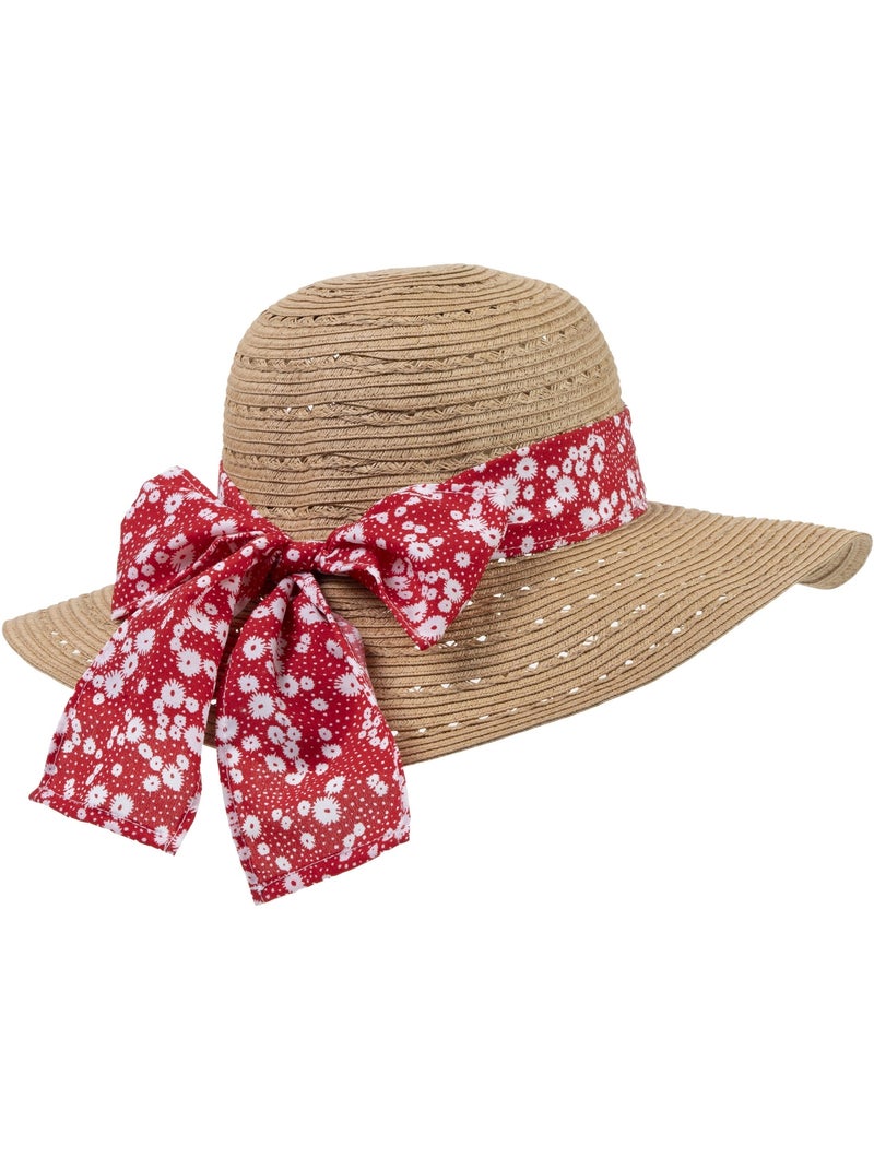 Cappello 100% carta paglia leggera, interno regolabile da 52 a 58 cm donna Isotoner Rosso pomodoro - Kiabi