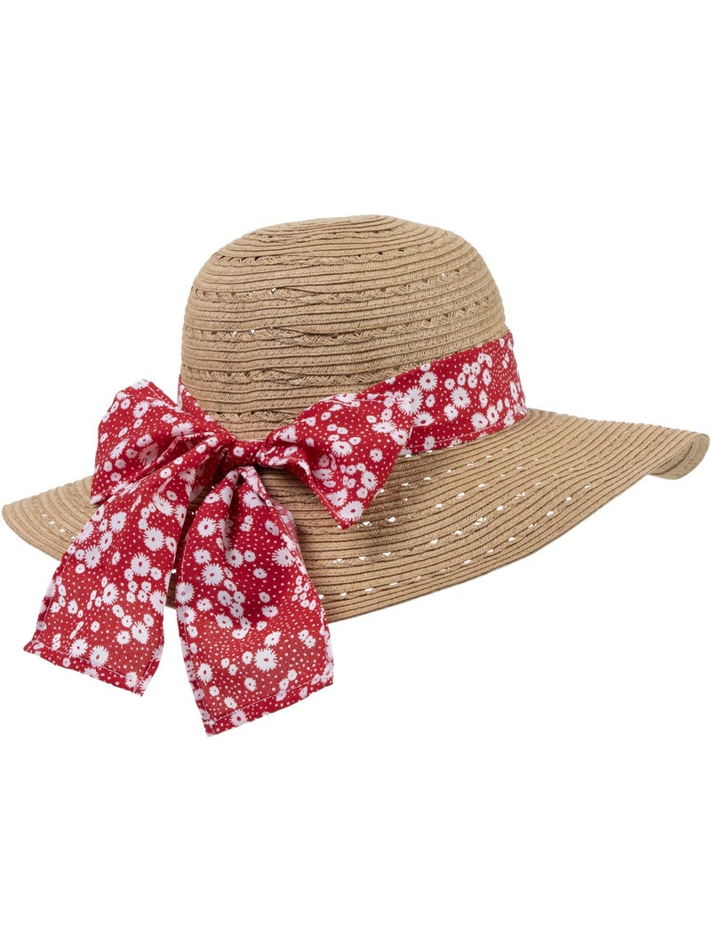 Cappello 100% carta paglia leggera, interno regolabile da 52 a 58 cm donna Rosso pomodoro - Kiabi